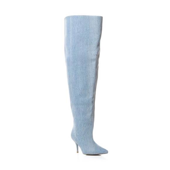 NEW AZALEA WANG women's amby boots in denim - Picture 3 of 4